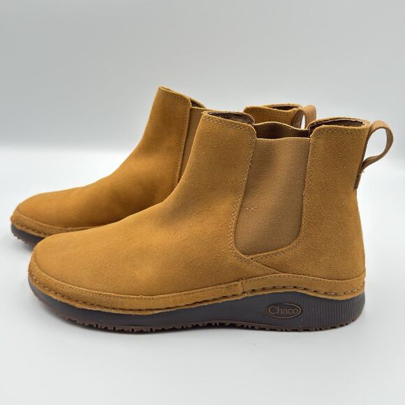 Chaco Paonia Chelsea Boots Caramel Brown Suede Upper Waterproof Women's 8 - Picture 2 of 10